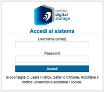 Pannello di login del sistema